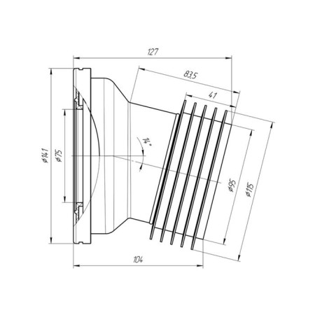 Fan pipe for the toilet "Ani Plast" W1228, 110 mm x 14 °, short-2