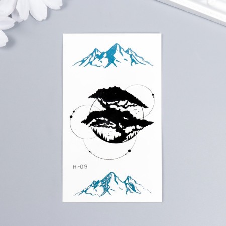 Tattoo on the body of the phosphorus "mountains and huge trees" 10.5x6 cm-1