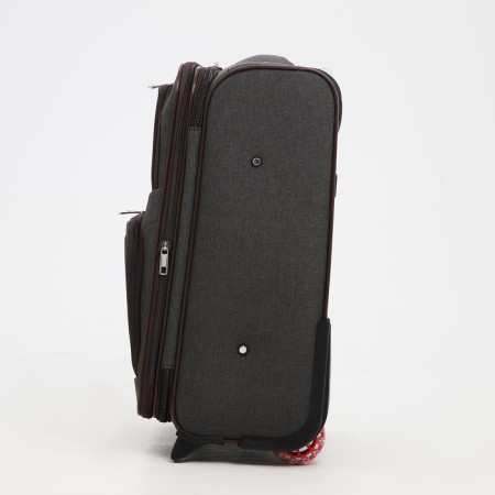 Small 20 suitcase, lightning department, code castle, 3 wheels, 2 outer pockets, brown color-2