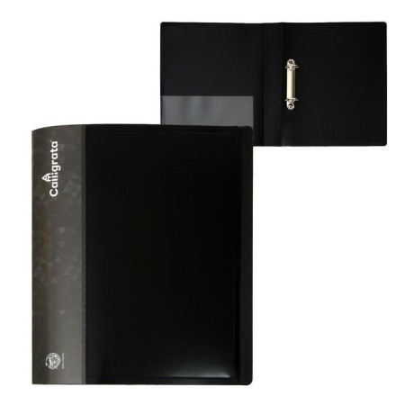 Folder on 2 rings A4, Calligrata, 40 mm, 700 μm, pocket at the end, black