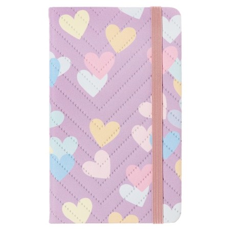 Notepad 80 sheets in a cage (8.8 x 14 cm) Mazari "Pastel Heart", on an elastic band, 70g/m2, 4 Mix colors-4