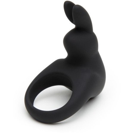 Erective ring with vibration Happy Rabbit, Black
