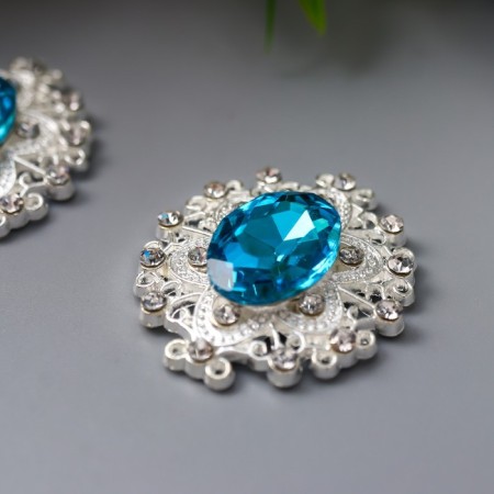 Decor for creativity Metal "Medallion Patal" Blue Crystal 2.6x2.4 cm-1