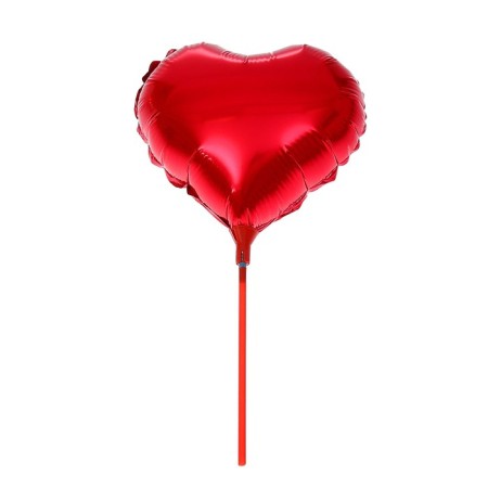 Foil ball 10 "Heart", with a stick, the color is red-3