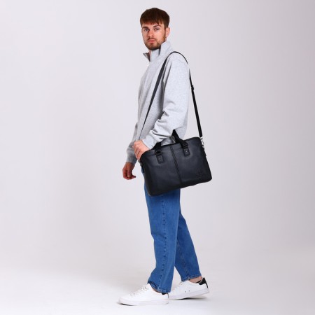 Male bag, guran tomp, artificial leather, black color-5