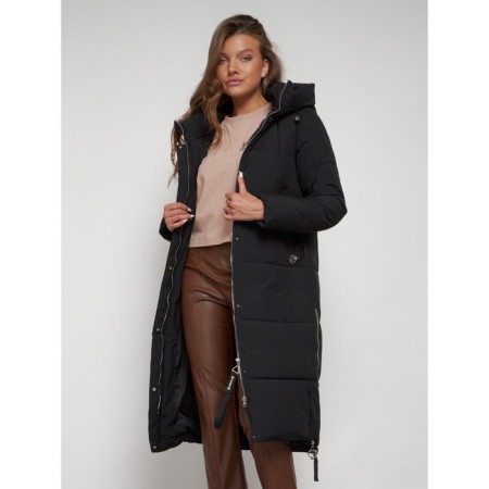Coat insulated winter female, size 44, black color-16