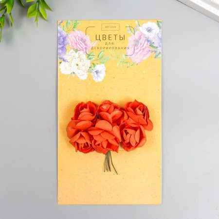 Flowers for decorating "Tea roses" 1 bouquet = 6 colors 9.5 cm scarlet