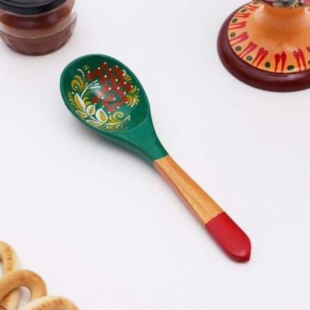 Spoon "Zelenushka", salad, 6 × 21, Khokhloma-1