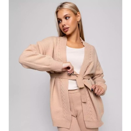 Women's costume (cardigan/trousers), beige color, size 42-46 (One size)-3