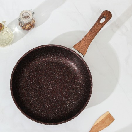 Granit Ultra Red, D = 26 cm pan, plastic handle, glass cover, anti -stick coating, brown color-1