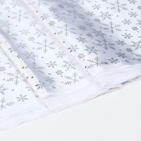 Atlas flap, white with snowflakes, 100 × 150 cm-1