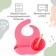 Set for feeding: bib, plate on a suction cup, spoon, me, I, pink