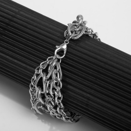 Bracelet "chain" of the interweaving, multi -tier, color silver, 19 cm-1