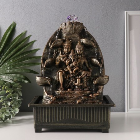 The desktop fountain from the network, the backlight "Parvati, Shiva, Ganesha at the waterfall" 21x28x40 cm-1