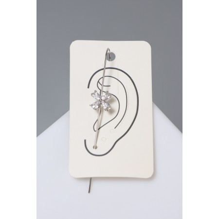Earring "Kaff" Pin, a four -leaflet, white color in silver-3