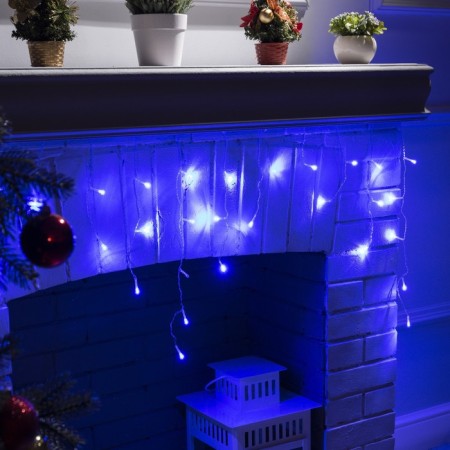 Garland "fringe" 1.8 × 0.5 m, IP20, transparent thread, 48 LED, glow blue, 8 modes, 220 V-1