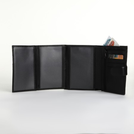 Male purse on the button, department for auto documents, black color-7