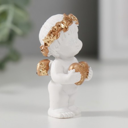 Polystone souvenir "Angel in a wreath with a heart" White with gold 5.2x2.5x2.7 cm-1