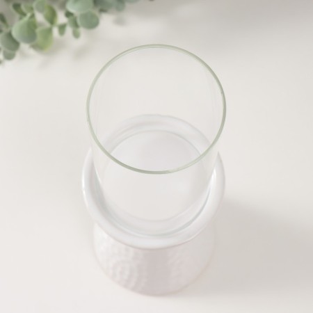 Ceramics candlestick, glass for 1 candle "ibis" d = 7.5 cm white 10.5x10.5x29.5 cm-2