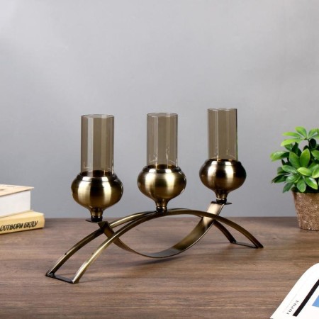 Climber Metal 3 Candles "Elegance" under the brass 15x42.5x8 cm-3