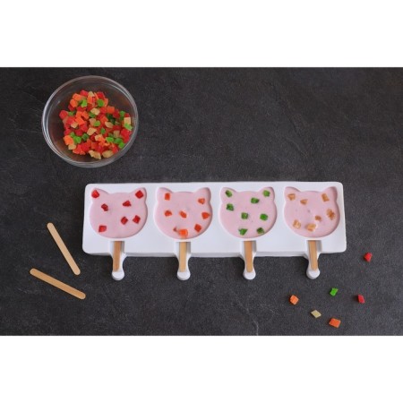 Ice cream form "cats", silicone, 38 × 14.5 × 2.5 cm, 4 cells, white color-9