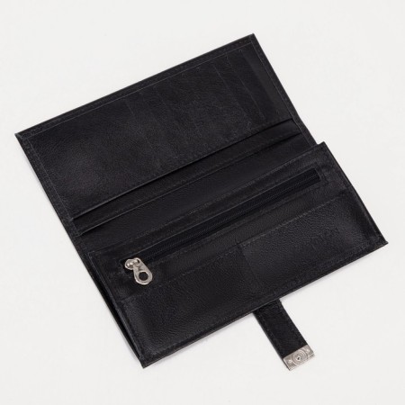 Male purse on a button, for bills, for cards, for coins, black color-2