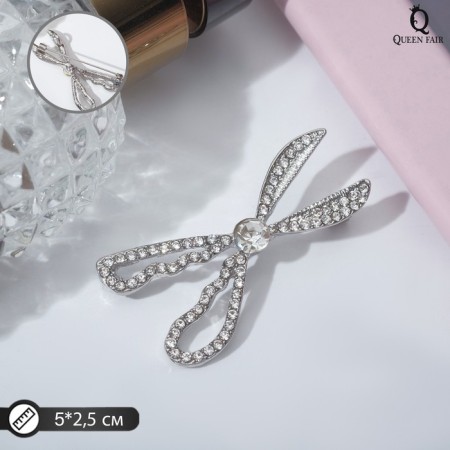 Brooch "Scissors" precious, white color in silver