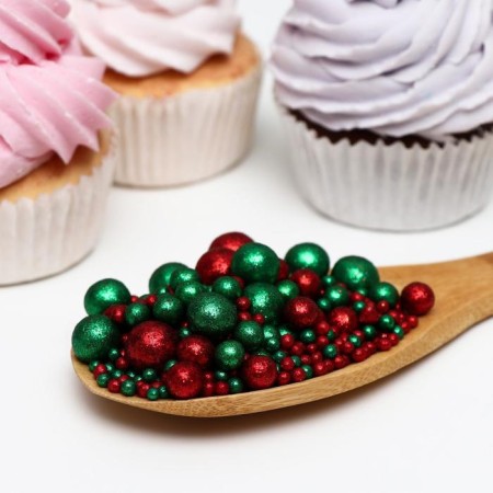 Sprinking confectionery with glitter "Shine": green, red, 1.5 kg-1