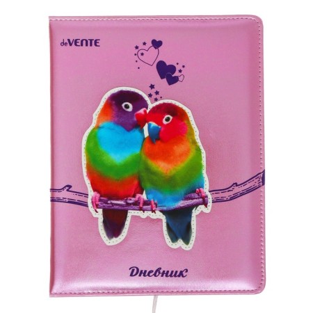 Universal diary for grade 1-11 LOVEBIRDS, hard cover, artificial leather, foam rubber, lies, 80 g/m2