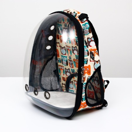Backpack for carrying animals "Owl Muzzles", transparent, 31 x 28 x 42 cm-5