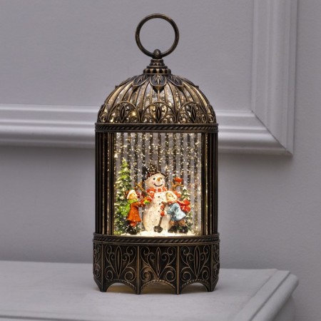 LED figure “Lantern with children and snowman” 13 × 25.5 × 8 cm, plastic, AAX3 batteries (not complete), USB, glow warm white