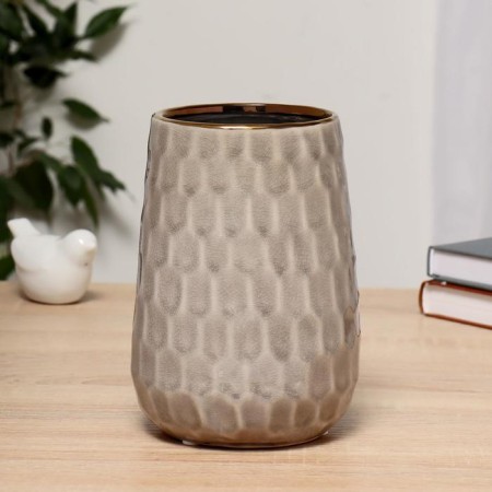 VAZA Ceramics Table "Asel" 12x18 cm D-10 cm, gray-golden-1