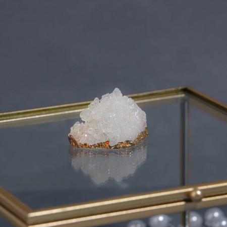 Organizer for storage "Mountains", with a lid, glass, with a mirror -bottom, 1 section, 15 × 15 × 8.5 cm, the color is transparent/copper-7