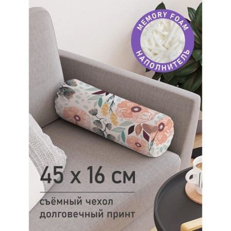 Pillow Cut "Pastel poppies, decorative, size 16x45 cm