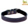 Leather collar on synthetic winterizer, 46 x 2 cm, Osh 25-35 cm, blue