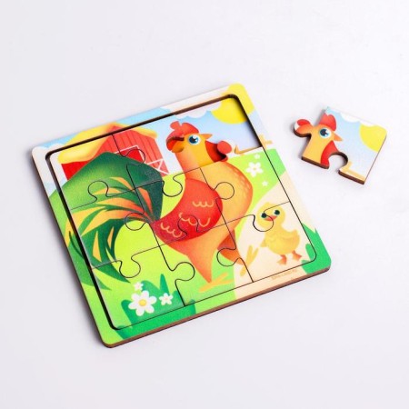 Puzzle "Rooster with chicken", 9 details-3