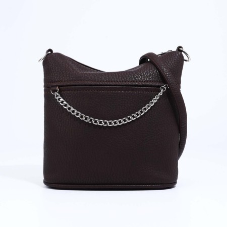 Janelli Cross-Boda Bag on a zipper, 2 outer pockets, dark brown color