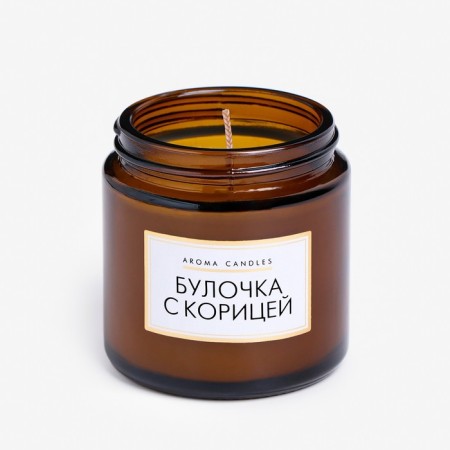 Candle in the bank Aromatic "Bun with cinnamon", 6.2x6.2x6.5 cm, 9 hours-2