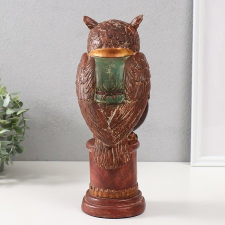 Polystone souvenir with clinics "Eagle in a green jacket on the column" 15x12.5x32 cm-2
