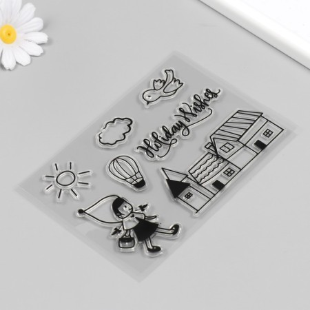 Stamp for creativity Silicon "Girl with basket" 16x11 cm-1