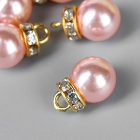 Decor for creativity plastic "Direct pink pearl with loop" set 10 pcs 1x1.2 cm-1