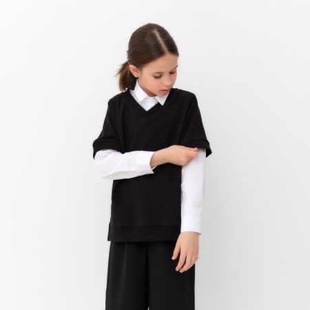 Minaku girl's vest: School Collection, Black color, height 140 cm-3