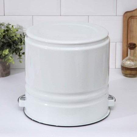 A bucket without a decolle, 12 l, with a lid, white color-3