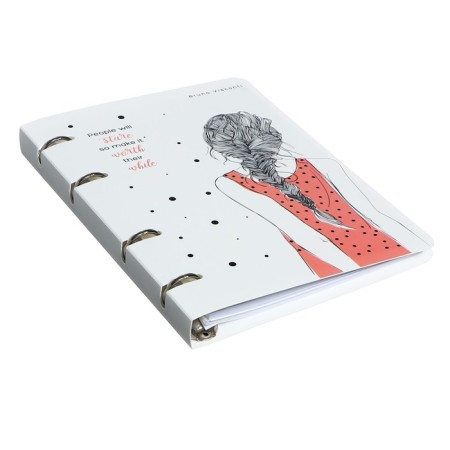 Notebook on rings, 80 sheets to the point "Girl with pigtail", plastic cover, replaced block 70 g/m2-1