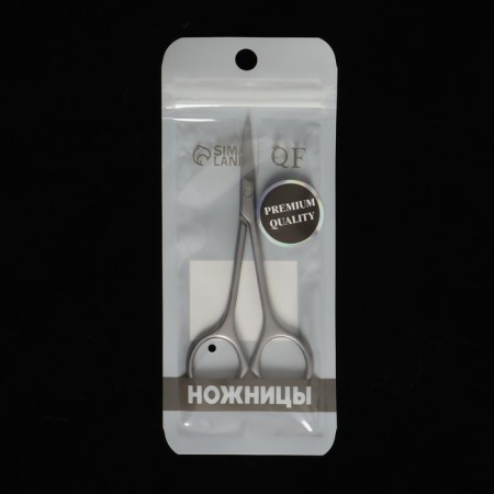 Manicure scissors "Premium", narrow, bent, 10.5 cm, on the blist, color is a matte silver-8
