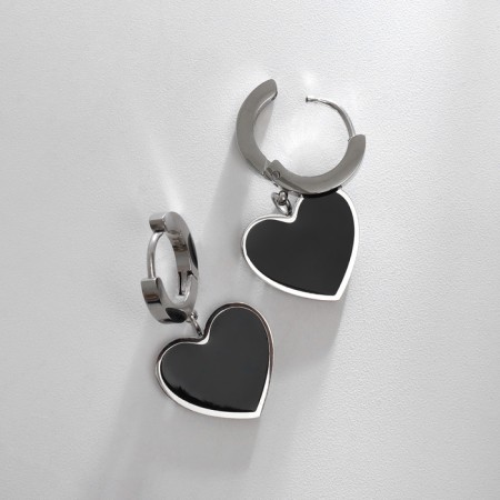 Earms enamel Xuping Heart splendor, black color in silver-1