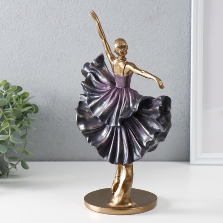 Polystone souvenir "Ballerina in a violet dress with ruffles" Bronze 20.5x11.5x29.5 cm-2