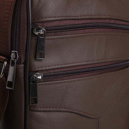 Male bag on lightning, long belt, brown color-2
