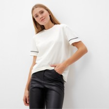 Women's T-shirt with Black Kant Basic Line Milk Color, Rr. 48
