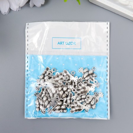 Decor Metal for creativity "Bound of balloons" silver G088B707 set 24 pcs 2.2x1.2 cm 70063-3